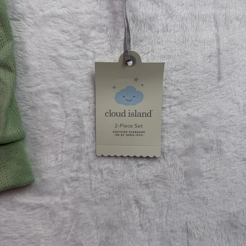 Cloud Island Sage Green Pointelle 2-Piece Kimono Bodysuit and Pants Set 3-6M NEW